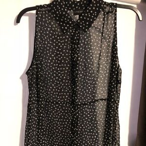 Sheer black and polka dot button up